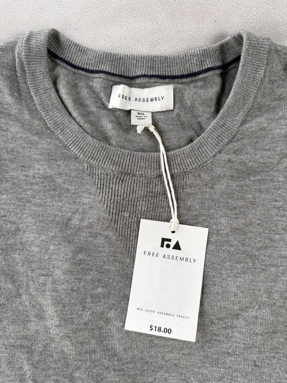 FA Free Assembly Men's Light Grey  Crewneck Sweater